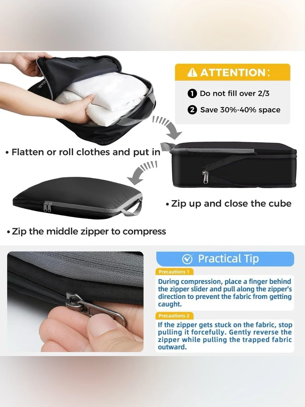 BAGAIL Black Packing Cube Set - 4 Piece